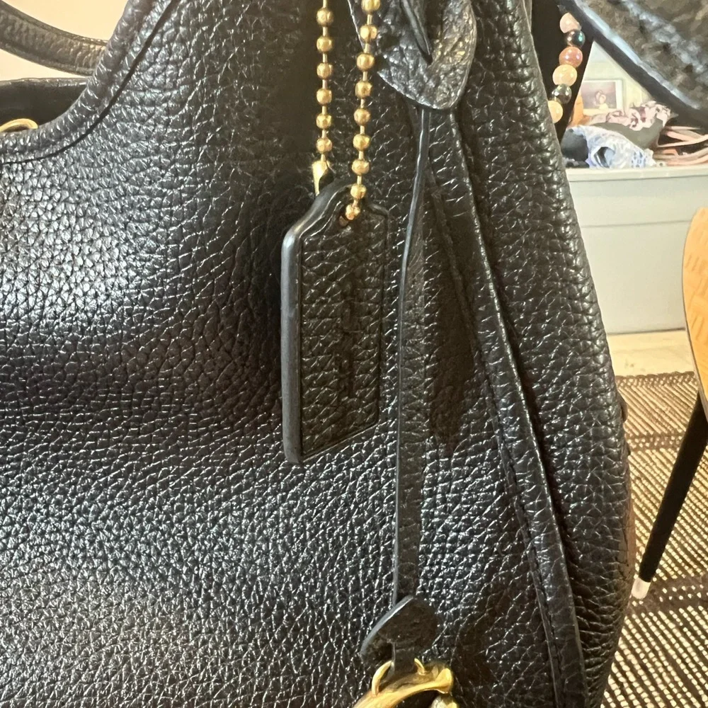 Coach Black and Gold Textured Shoulder Bag - Picture 9 of 13